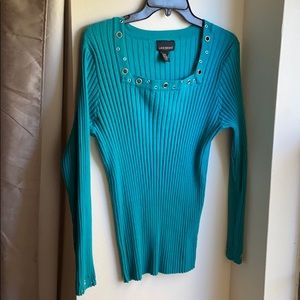 -SOLD-3 for $10 LB-Turquoise knit long sleeve top